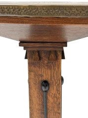 Vienna Secession Pedestal in Oak with Patinated Brass Top, 1900s